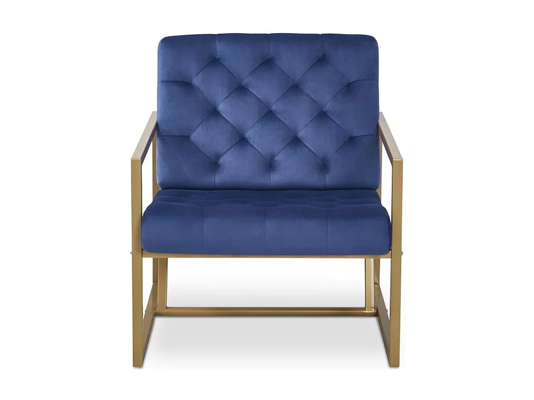 Fauteuil Design en Velours "Waca" 75cm Bleu