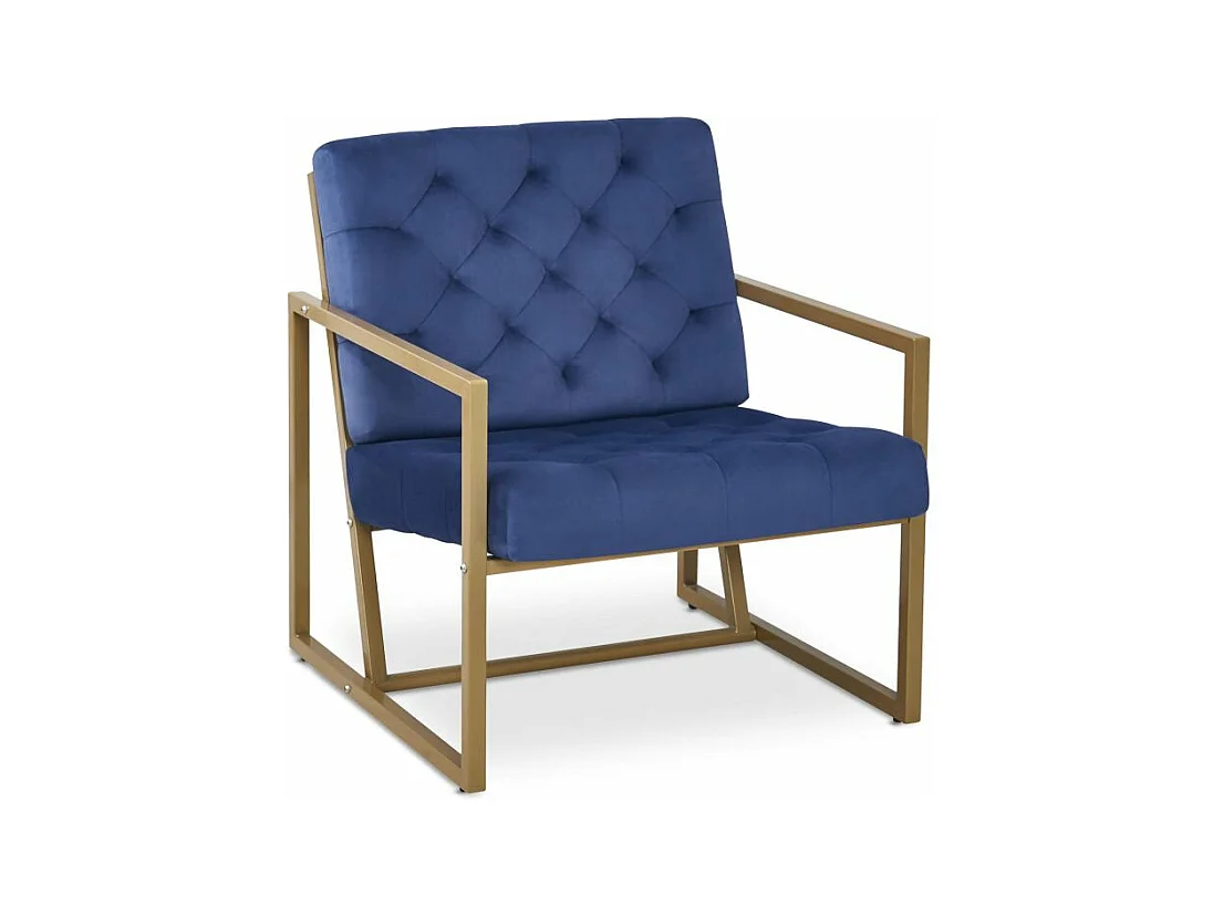 Fauteuil Design en Velours "Waca" 75cm Bleu