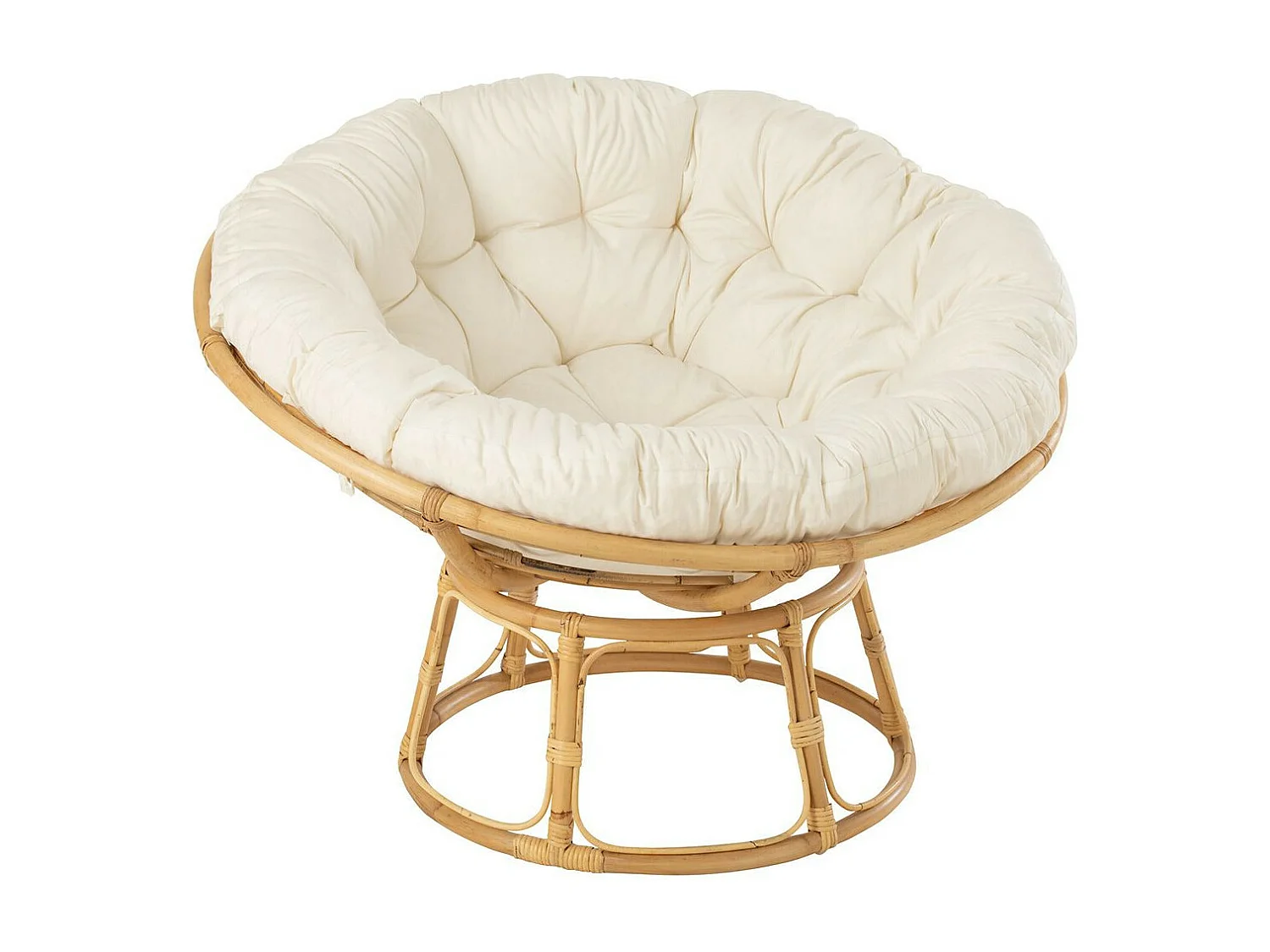 Fauteuil en Rotin & Coussin "Céline" 115cm Naturel