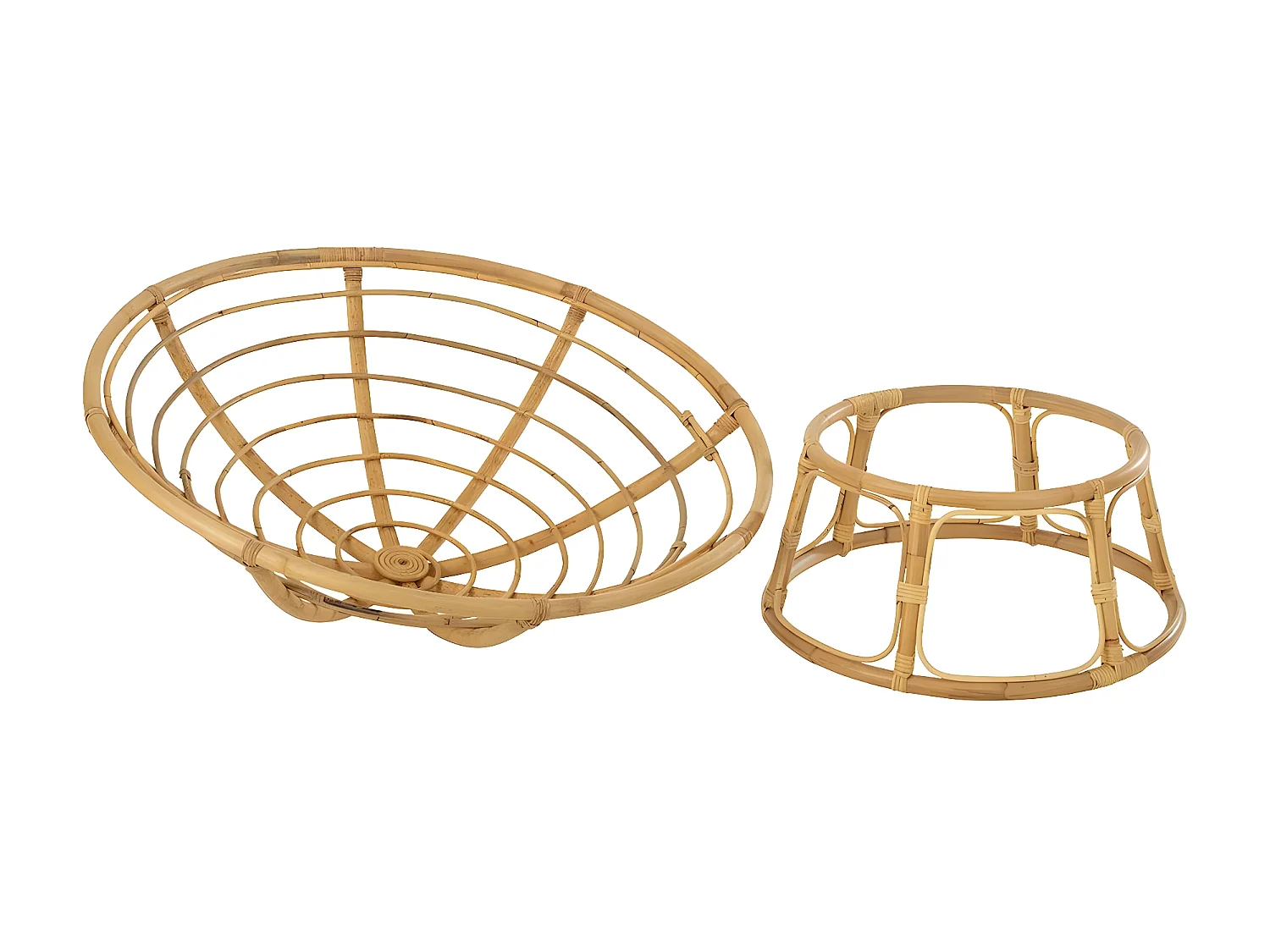 Fauteuil en Rotin & Coussin "Céline" 115cm Naturel