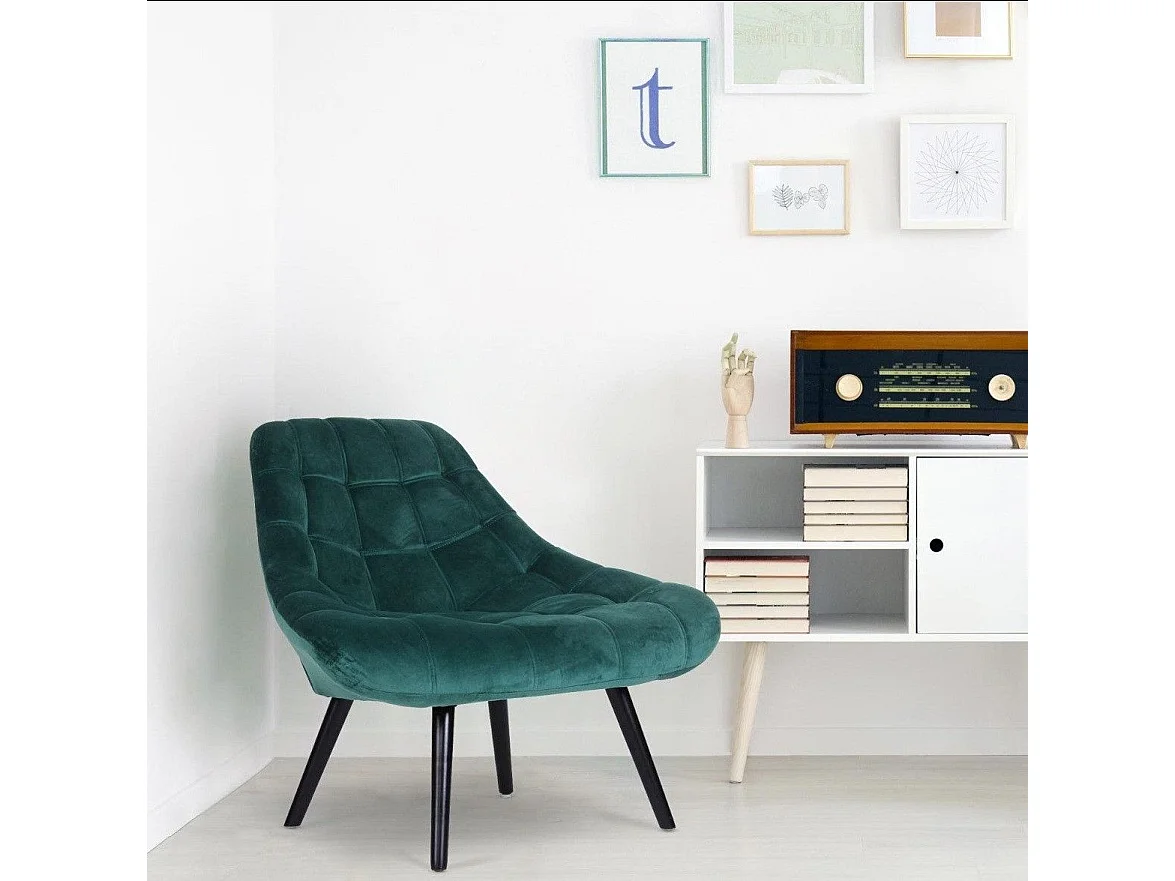 Fauteuil Scandinave en Velours "Johan" 102cm Vert
