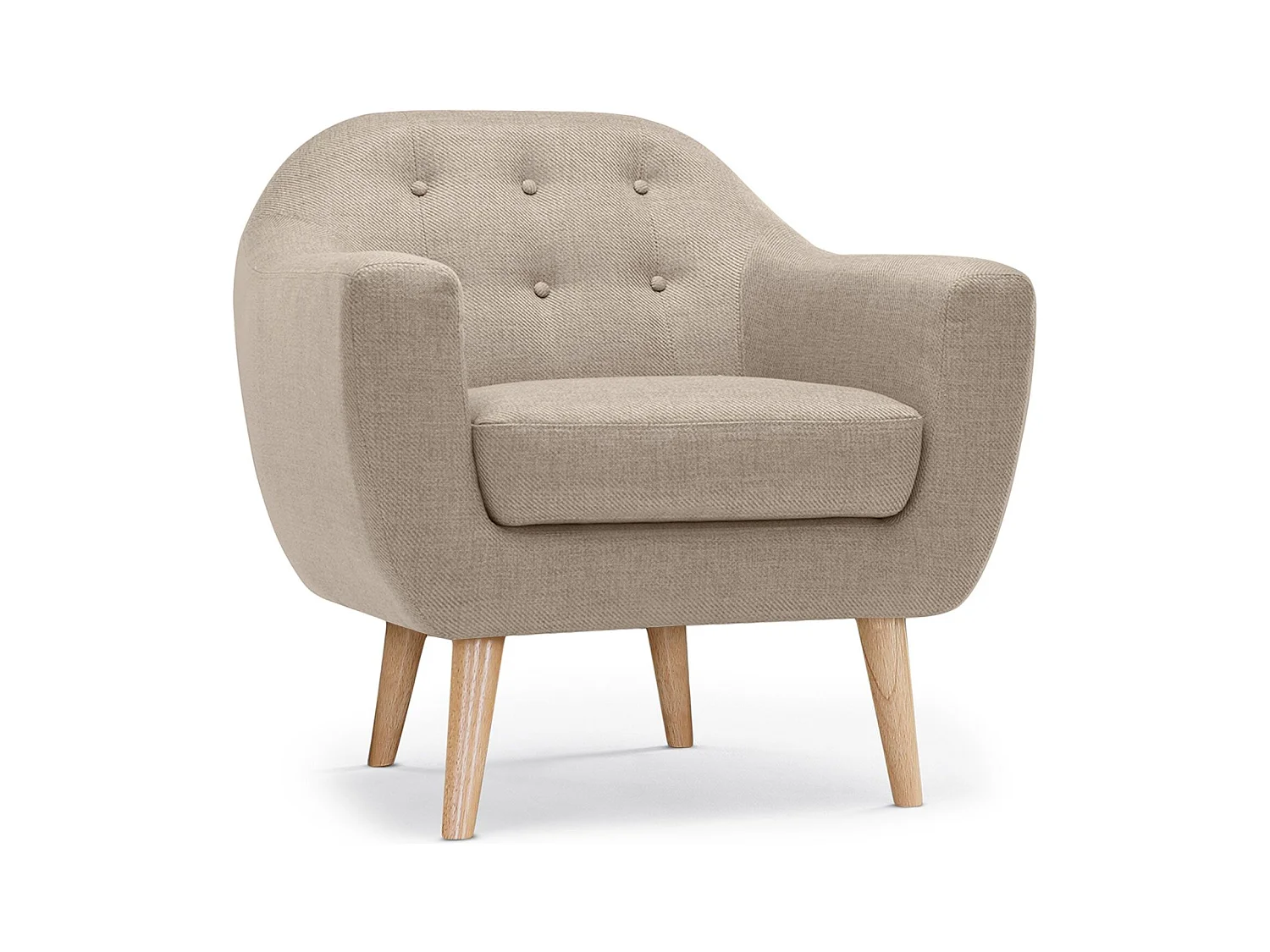 Fauteuil Scandinave Tissu "Lopy" 78cm Beige
