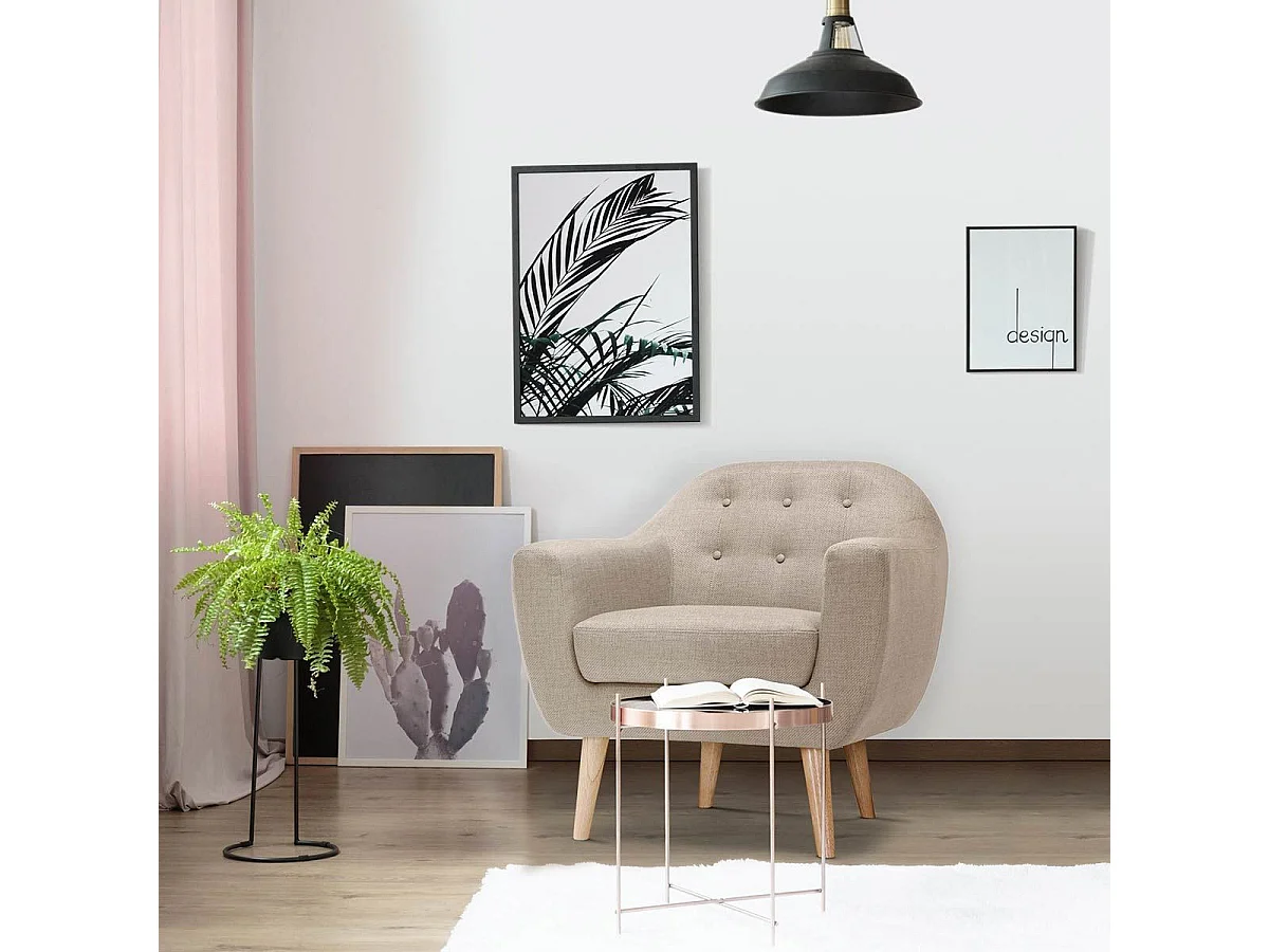 Fauteuil Scandinave Tissu "Lopy" 78cm Beige