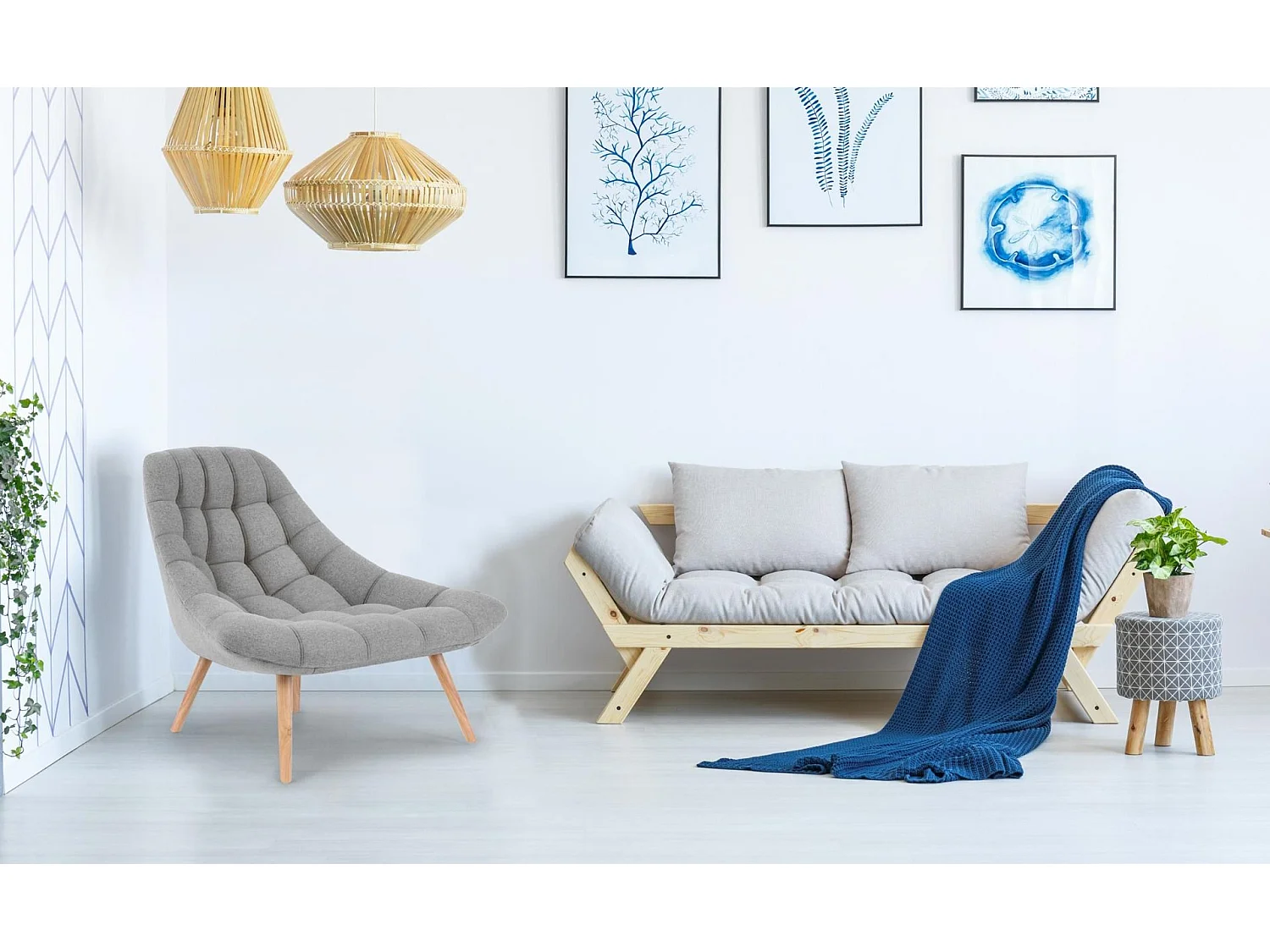 Fauteuil Danios Tissu Gris clair