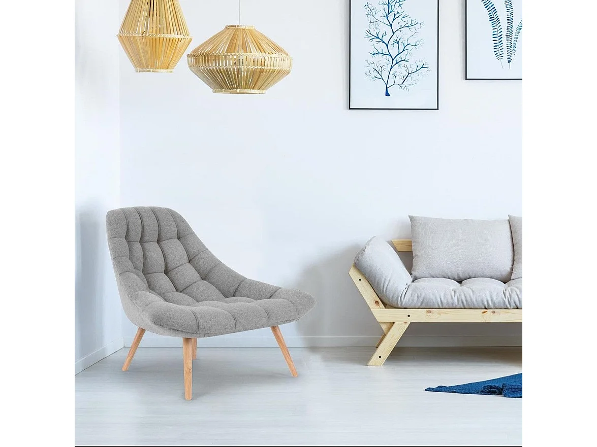 Fauteuil Scandinave en Tissu "Johan 102cm Gris