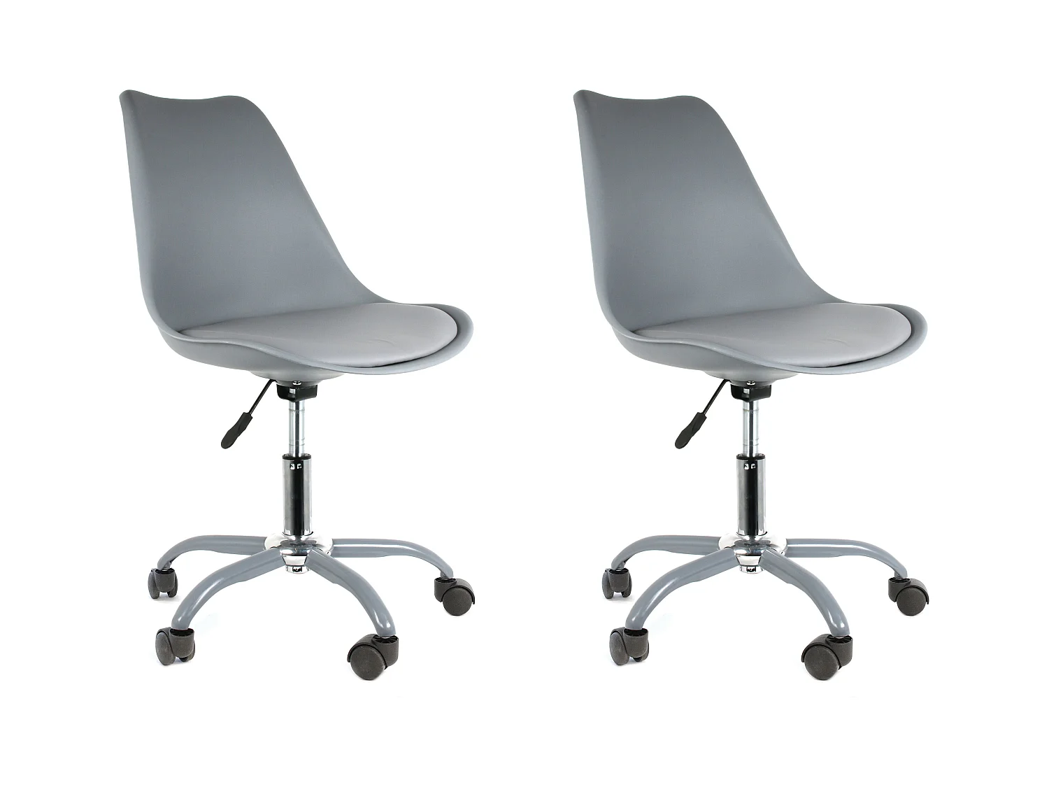 Chaise A Roulettes Kiruna Gris - Lot De 2 Gris