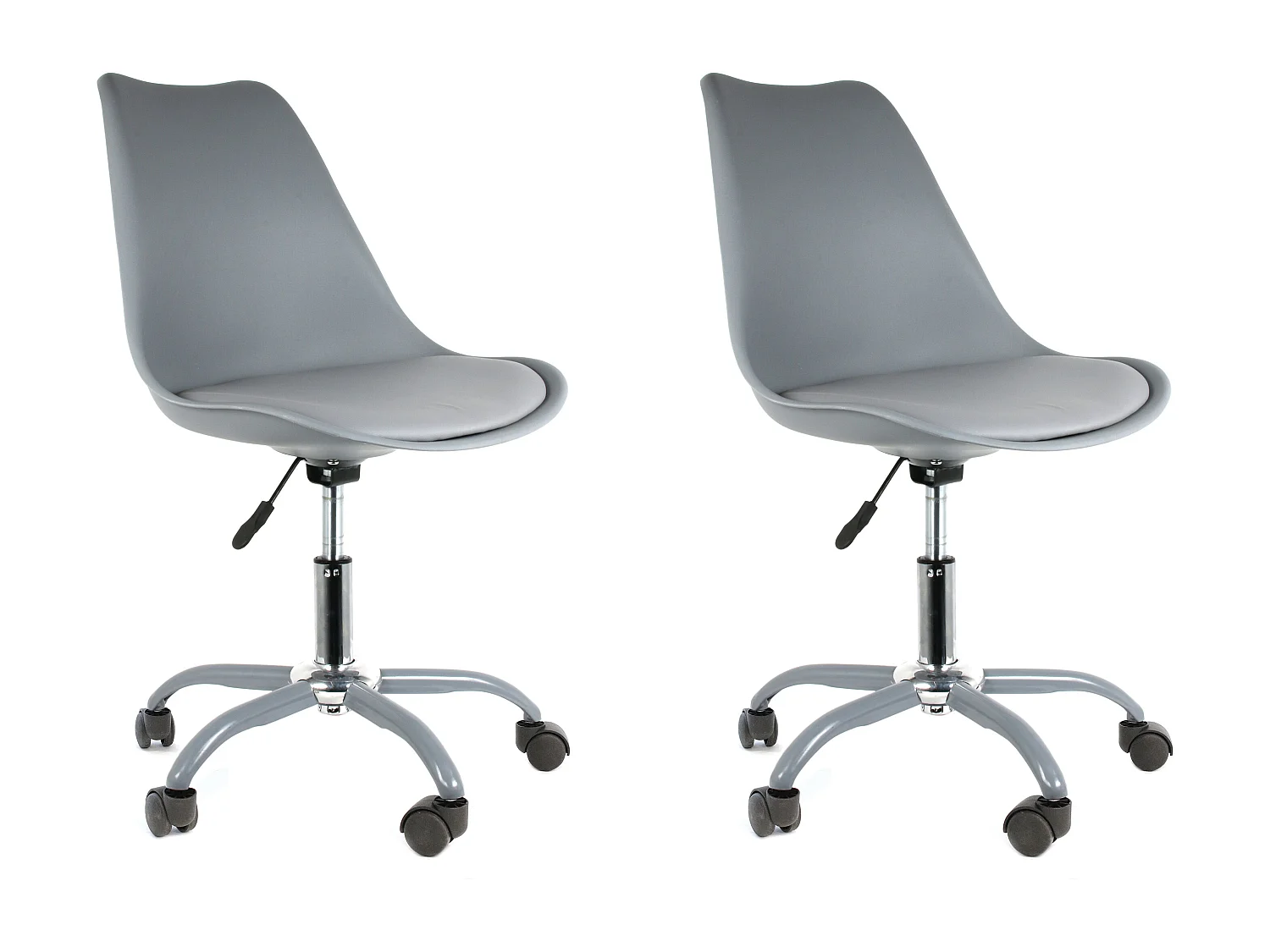 Chaise A Roulettes Kiruna Gris - Lot De 2 Gris