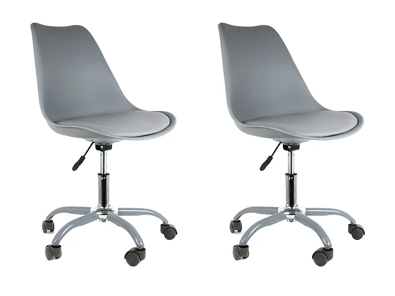 Chaise A Roulettes Kiruna Gris - Lot De 2 Gris