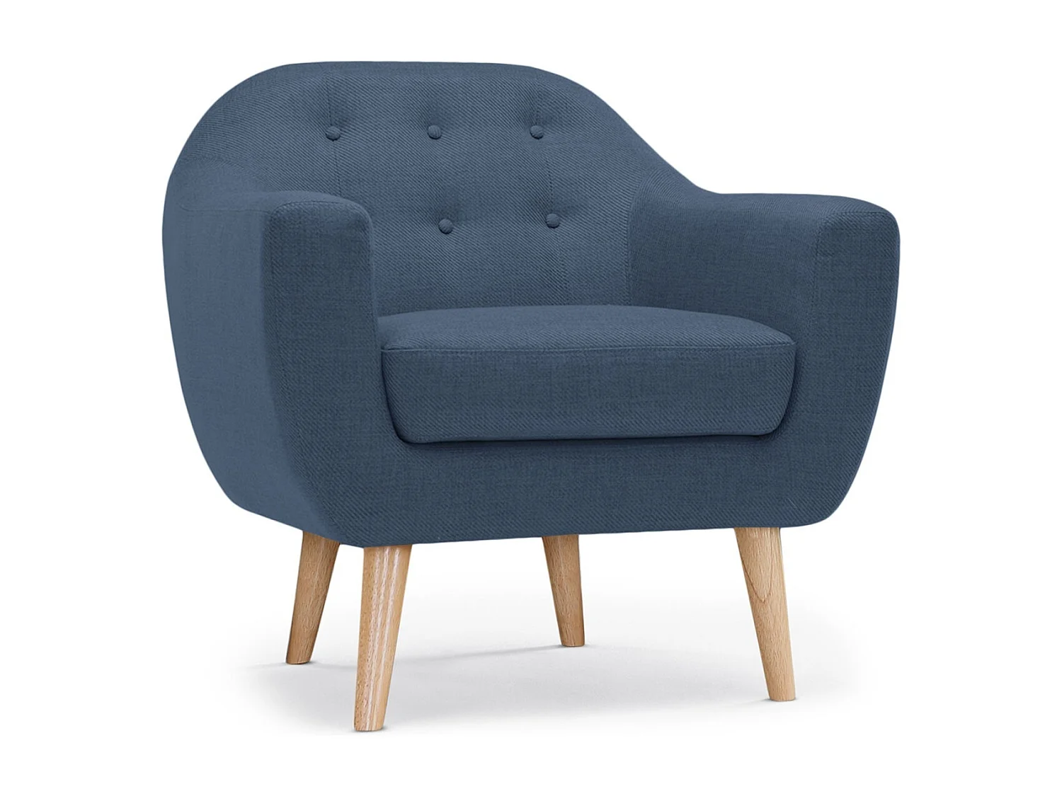 Fauteuil Scandinave Tissu "Lopy" 78cm Bleu