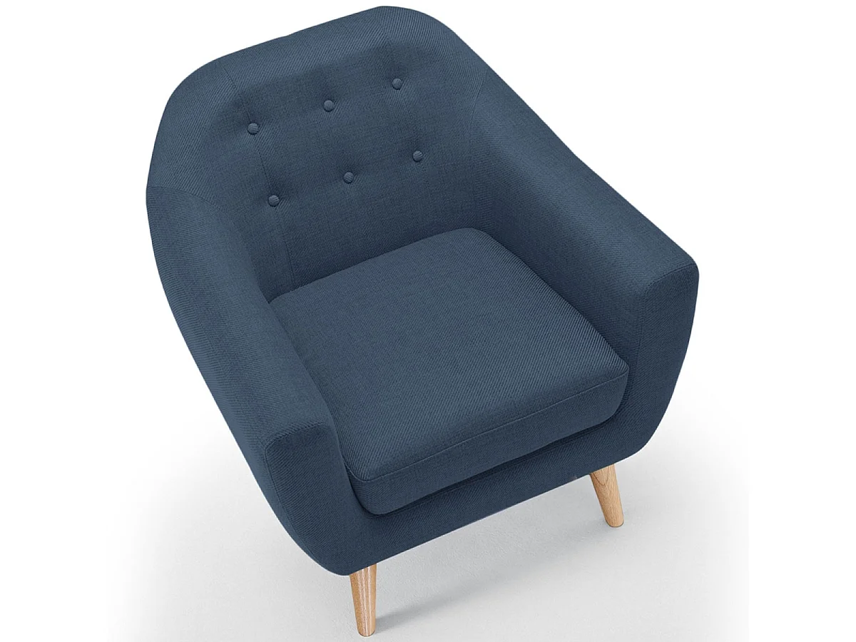 Fauteuil Scandinave Tissu "Lopy" 78cm Bleu
