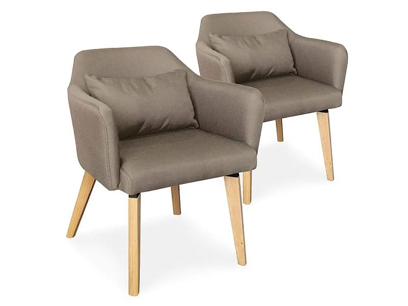 Lot de 2 Fauteuils Design Tissu "Nari" 70cm Taupe