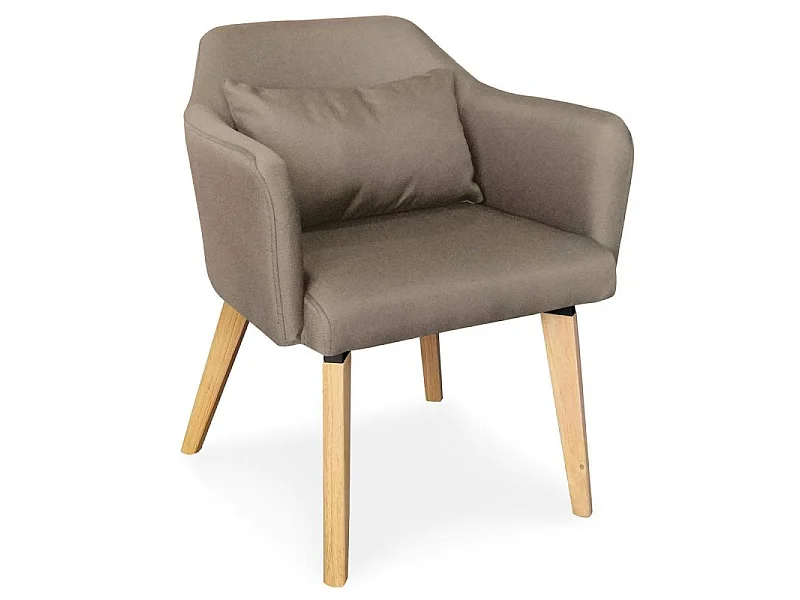 Lot de 2 Fauteuils Design Tissu "Nari" 70cm Taupe