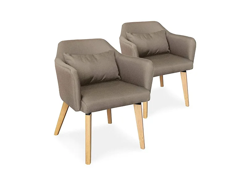 Lot de 2 Fauteuils Design Tissu "Nari" 70cm Taupe