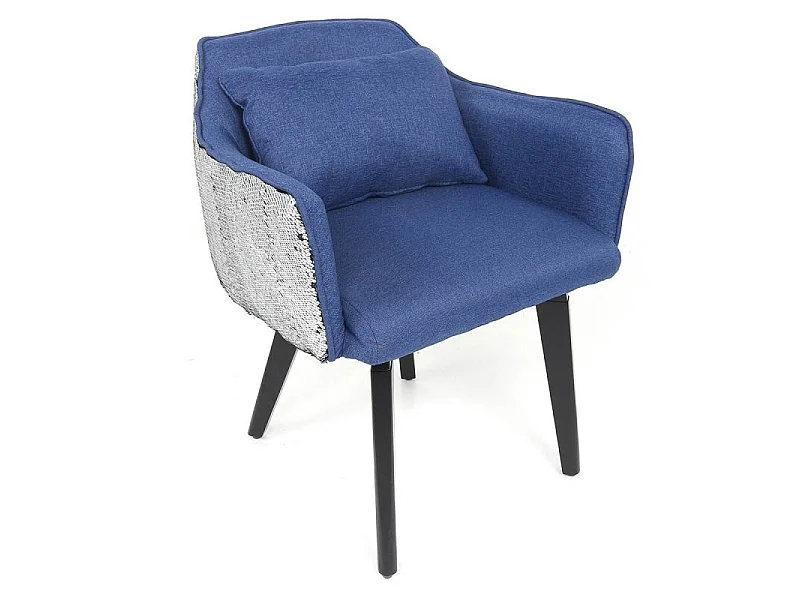 Fauteuil en Tissu à Sequins "Soyo" 81cm Bleu
