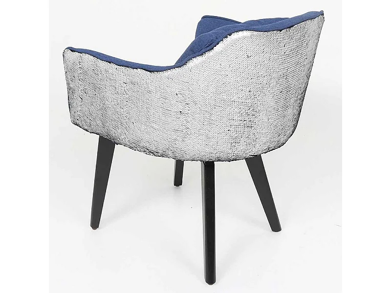 Fauteuil en Tissu à Sequins "Soyo" 81cm Bleu