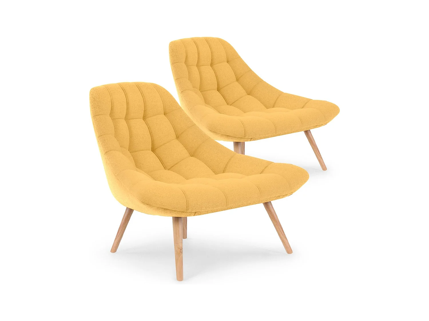 Lot de 2 Fauteuils Scandinaves "Johan" 86cm Jaune