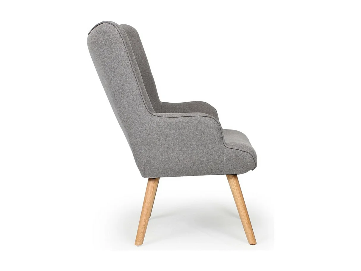 Fauteuil scandinave + pouf Lylou Tissu Gris clair