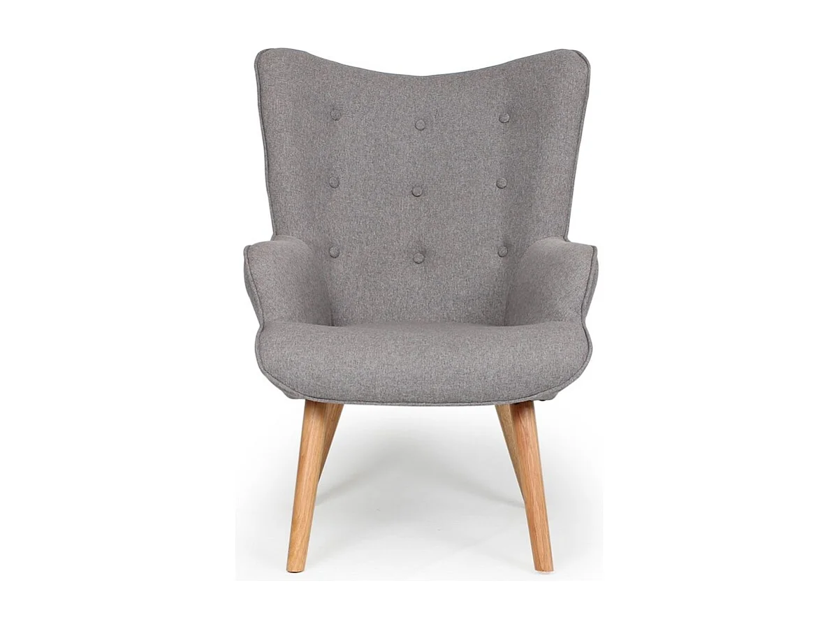 Fauteuil & Pouf Scandinave "Orle" 98cm Gris Clair