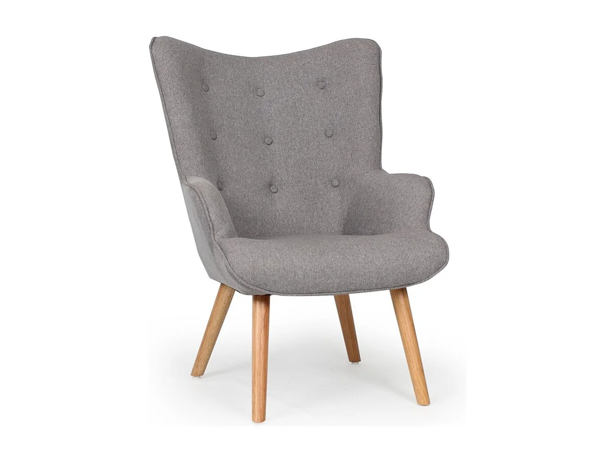 Fauteuil & Pouf Scandinave "Orle" 98cm Gris Clair