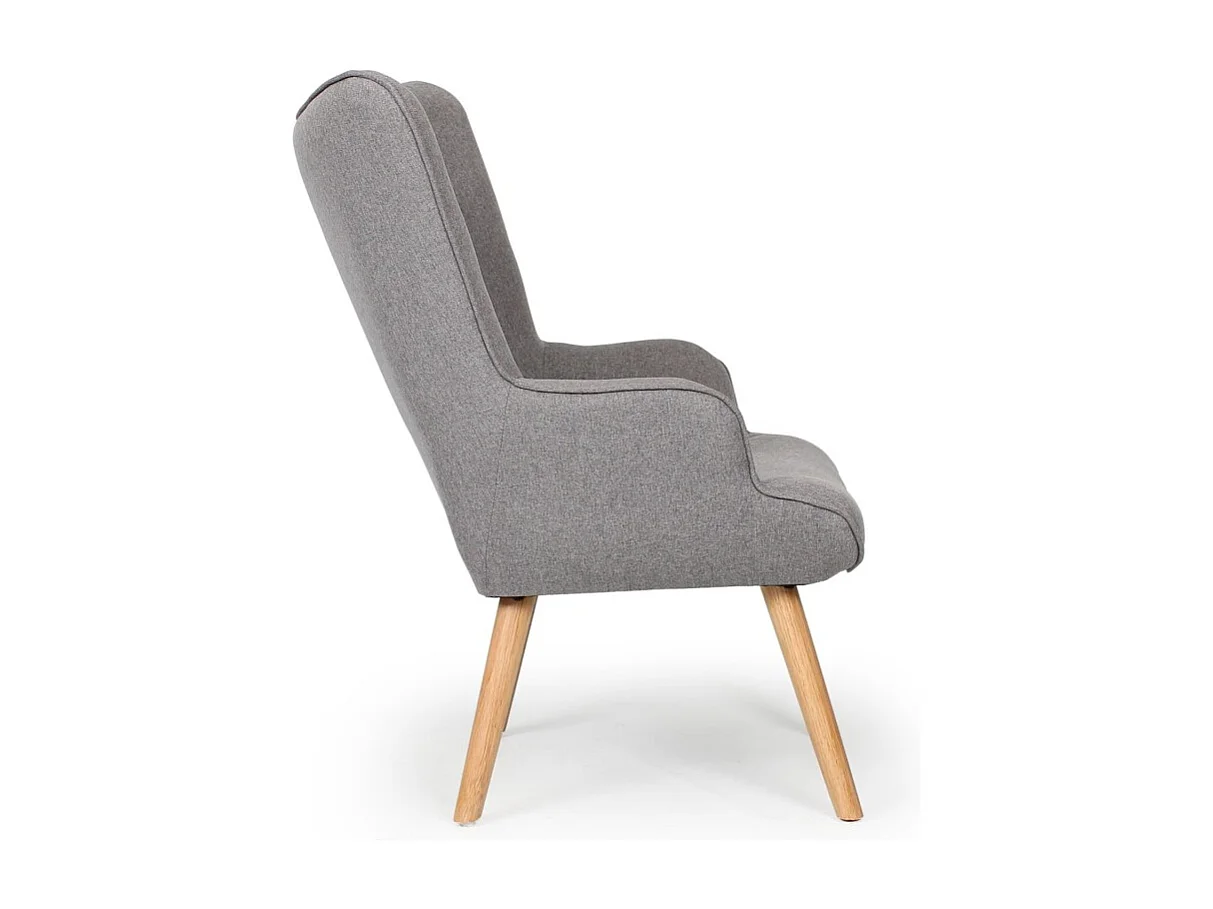Fauteuil scandinave + pouf Lylou Tissu Gris clair