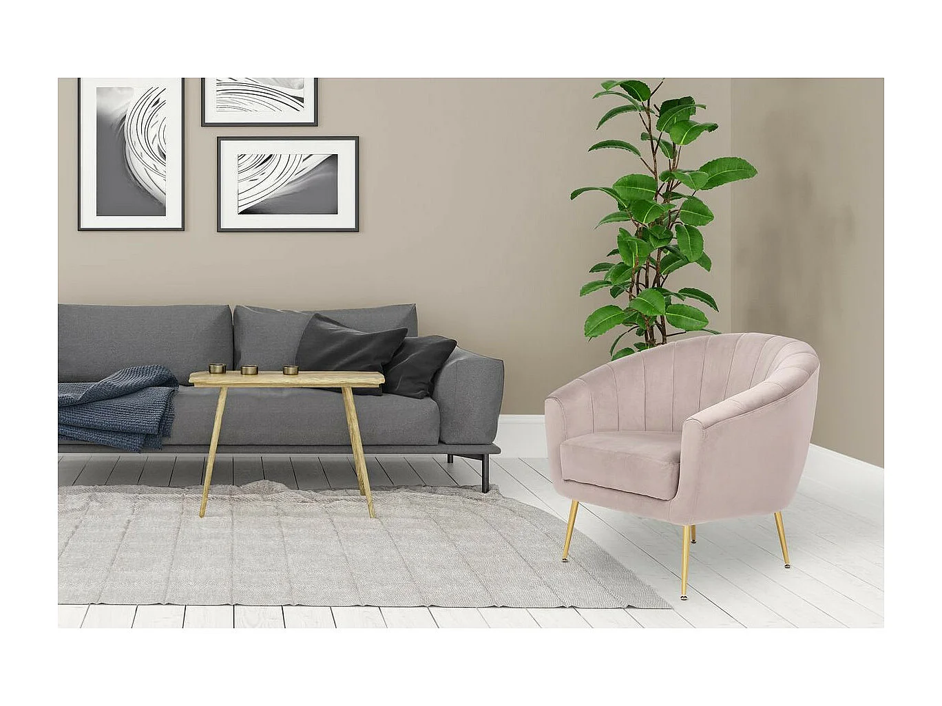 Fauteuil Design "Doreen" 88cm Taupe