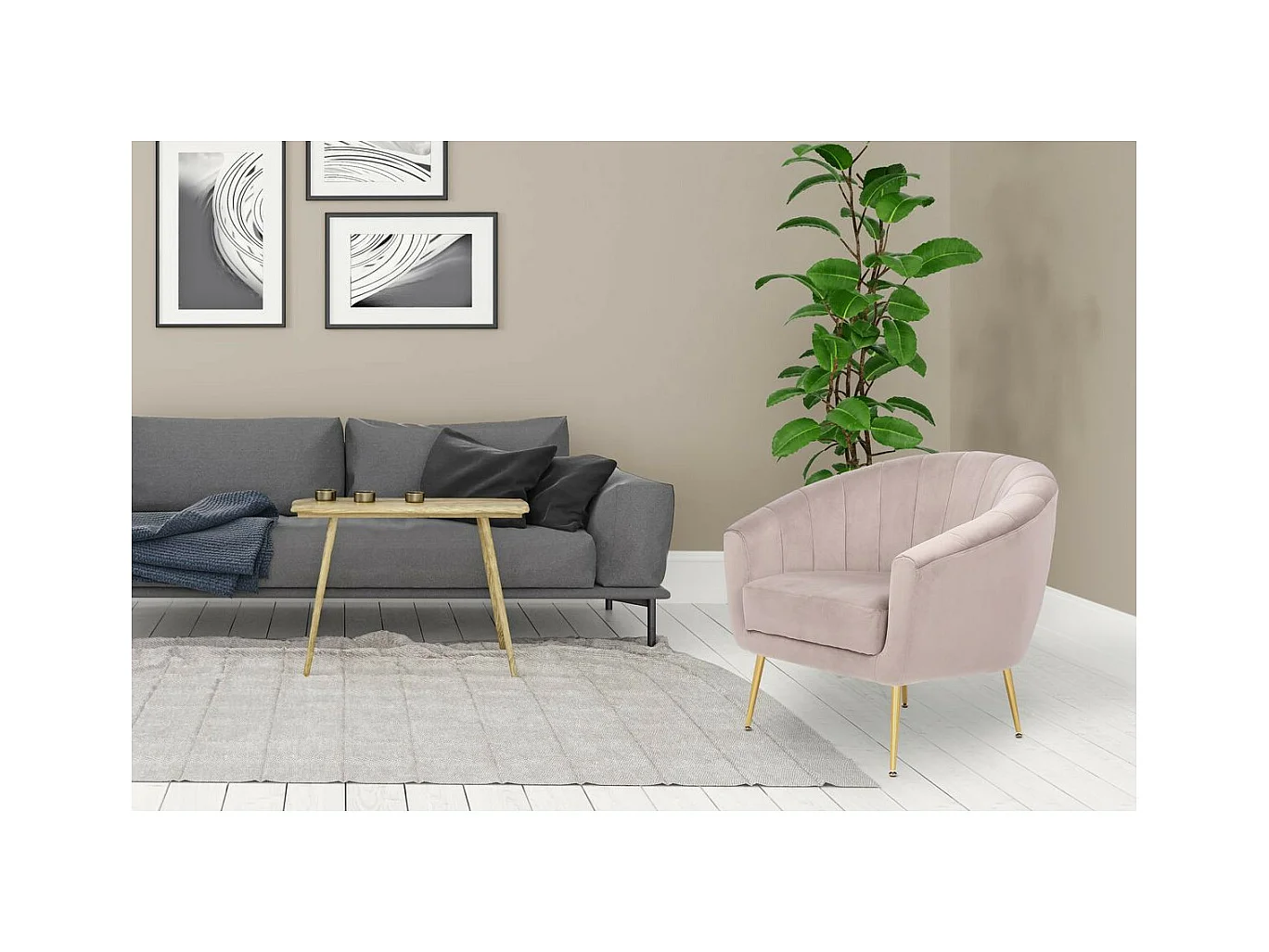Fauteuil Design "Doreen" 88cm Taupe