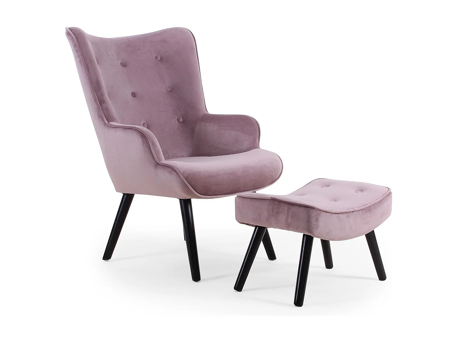 Fauteuil & Pouf Scandinave "Nomi" 100cm Rose