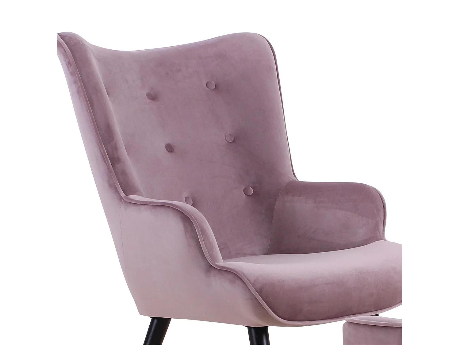 Fauteuil & Pouf Scandinave "Nomi" 100cm Rose