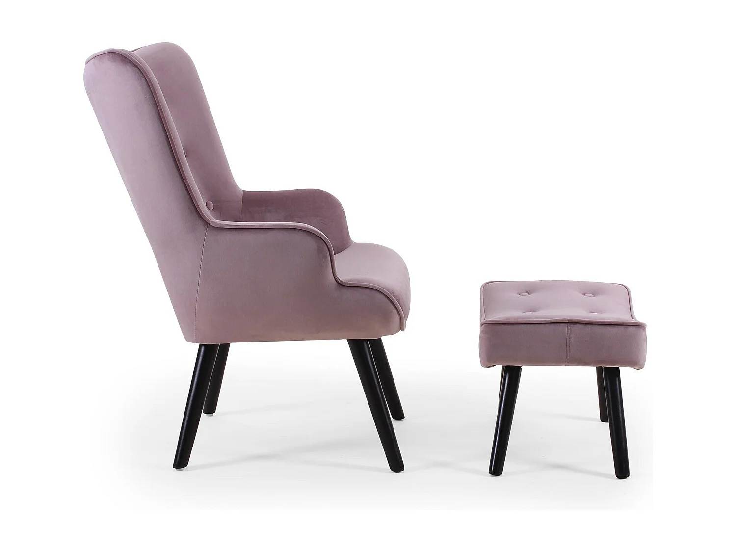 Fauteuil & Pouf Scandinave "Nomi" 100cm Rose
