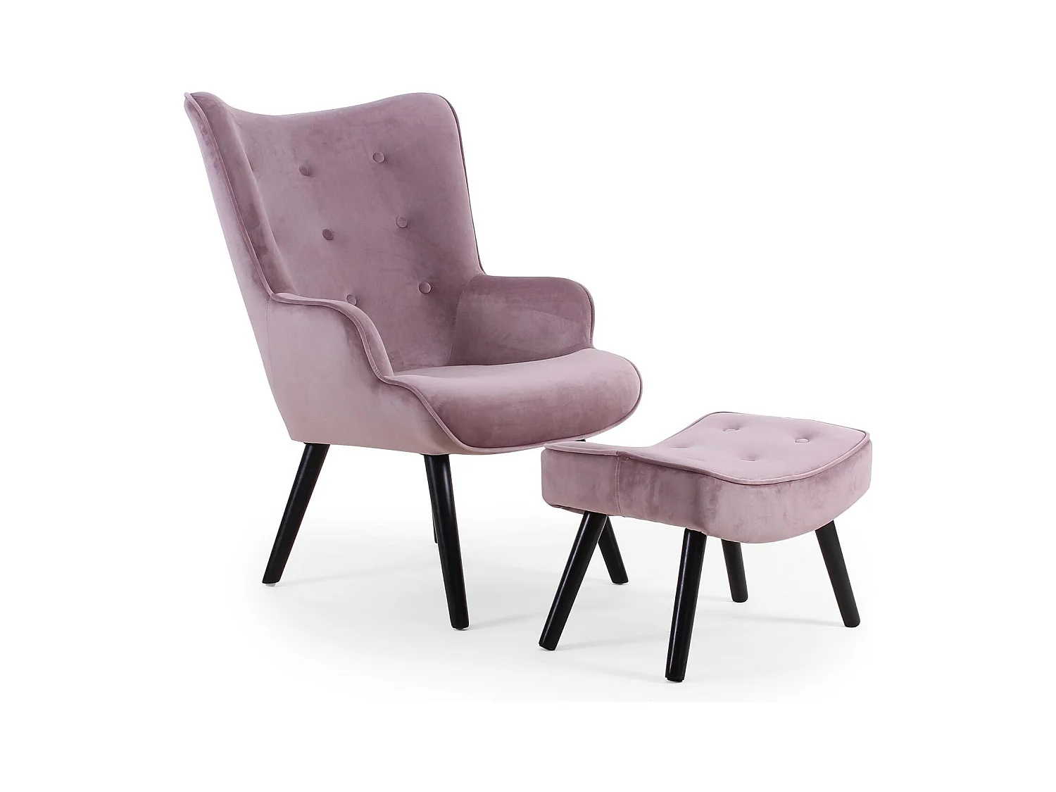 Fauteuil & Pouf Scandinave "Nomi" 100cm Rose