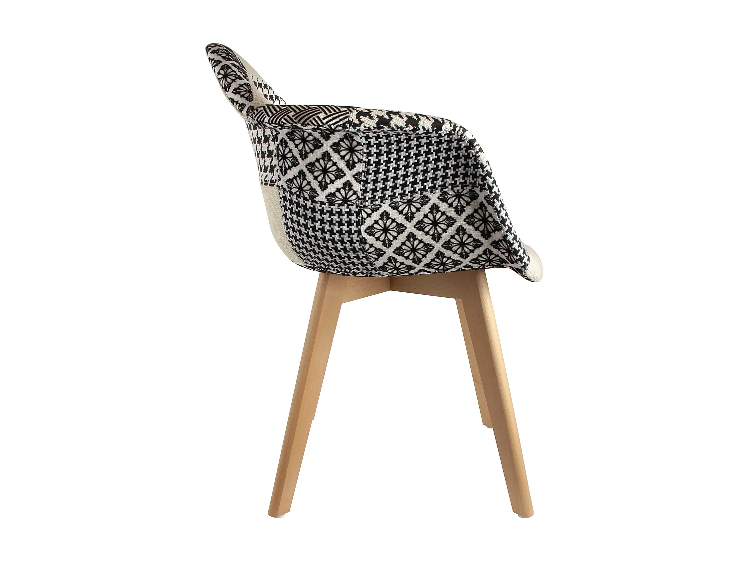 Fauteuil Scandinave Patchwork Noir Blanc - Lot De 2