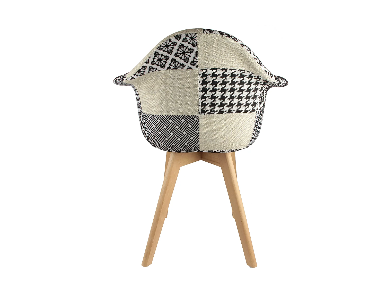 Fauteuil Scandinave Patchwork Noir Blanc - Lot De 2