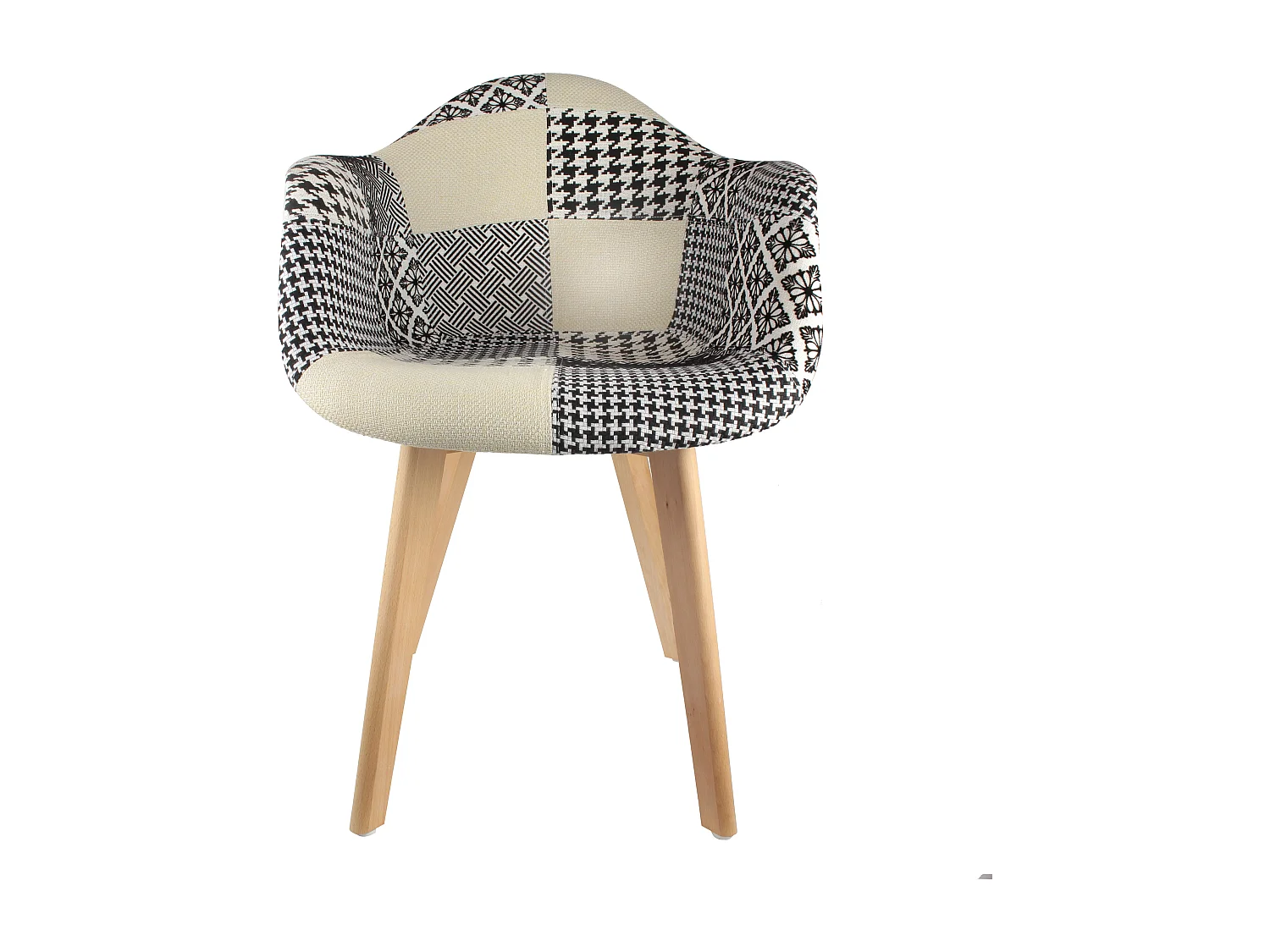 Fauteuil Scandinave Patchwork Noir Blanc - Lot De 2