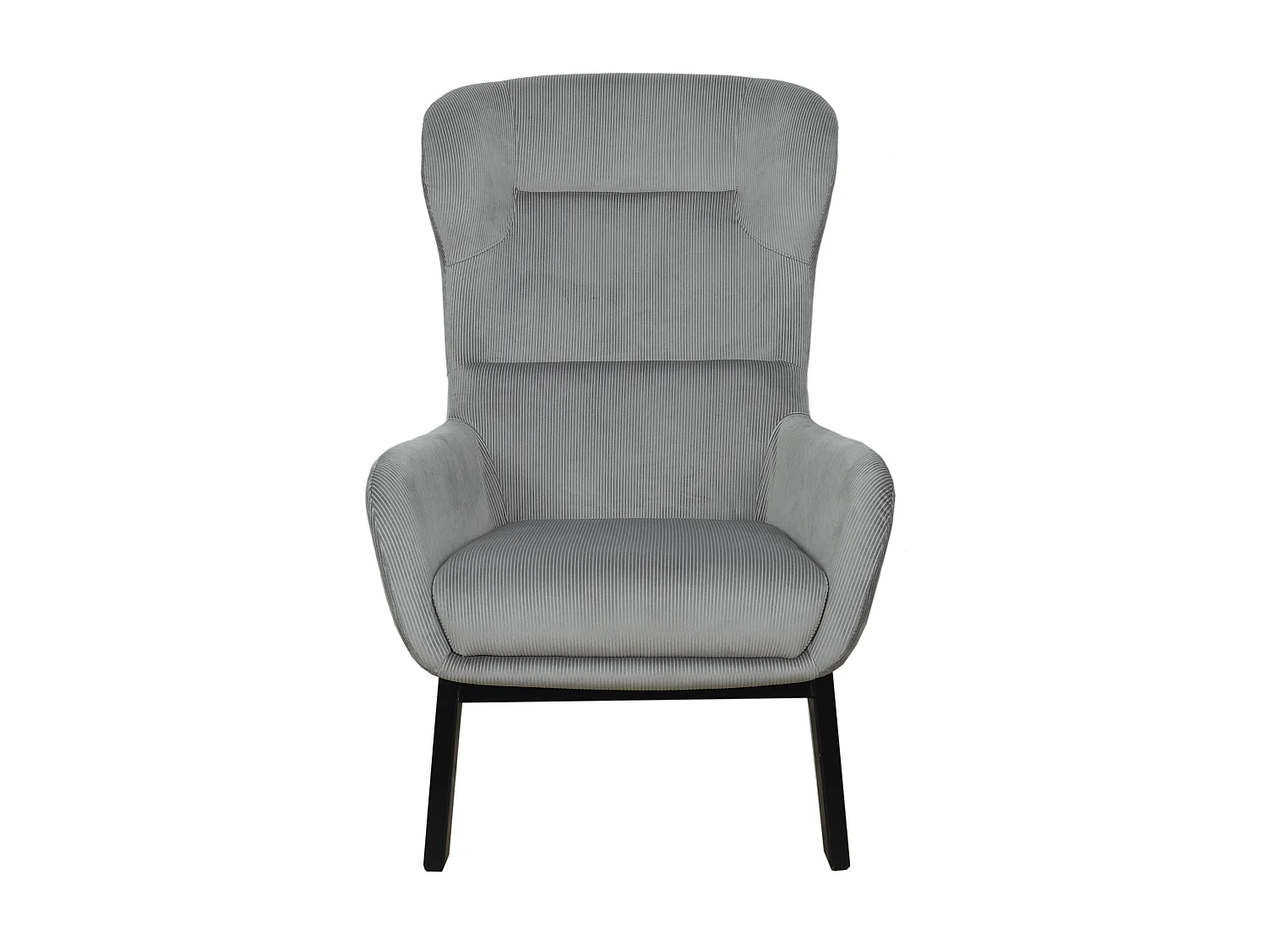 Fauteuil Velours Cotele Roma Gris Fonce Gris