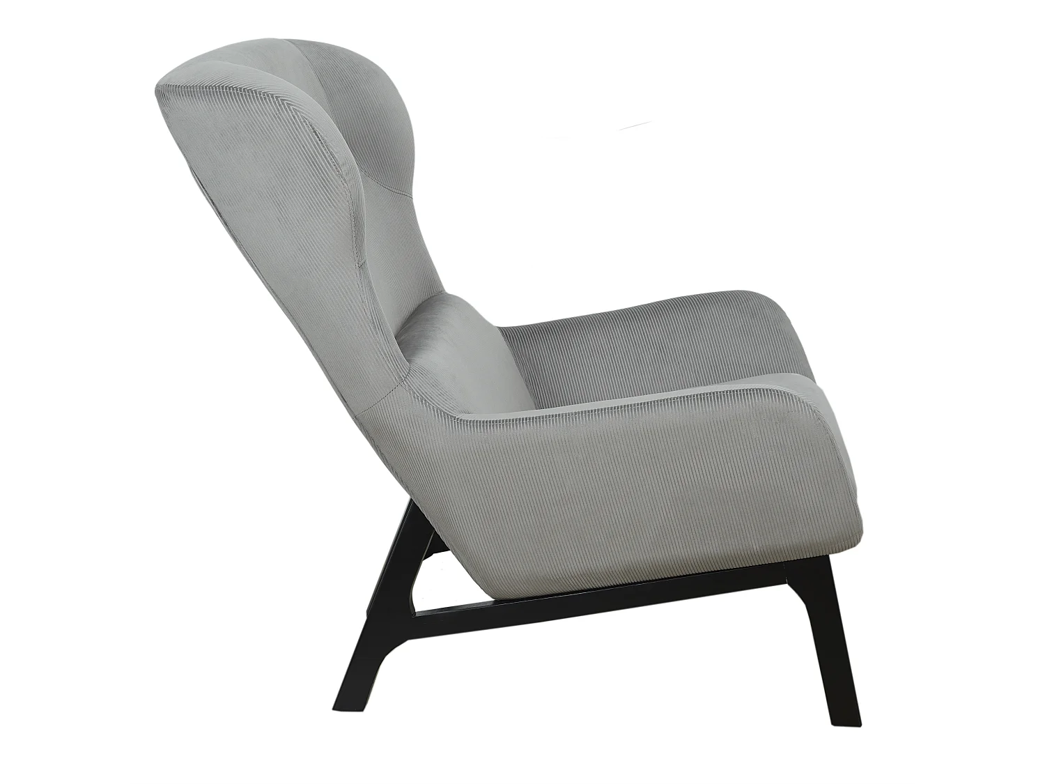 Fauteuil Velours Cotele Roma Gris Fonce Gris