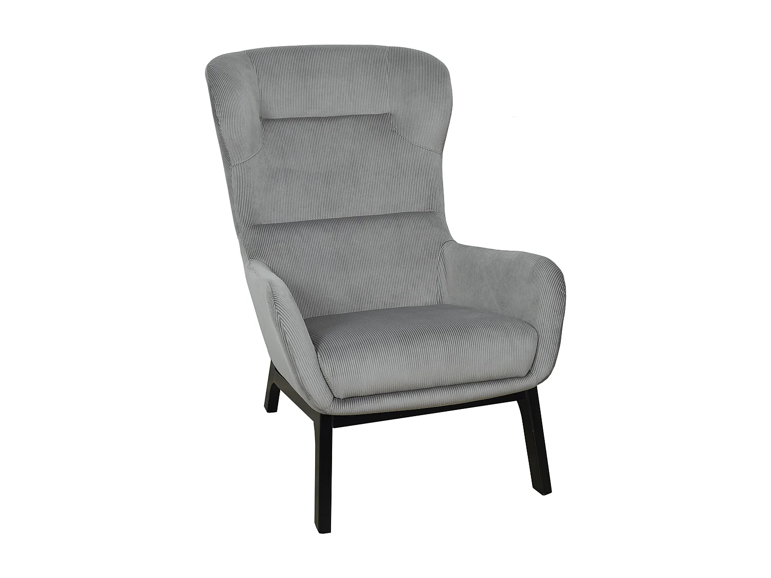 Fauteuil Velours Cotele Roma Gris Fonce Gris