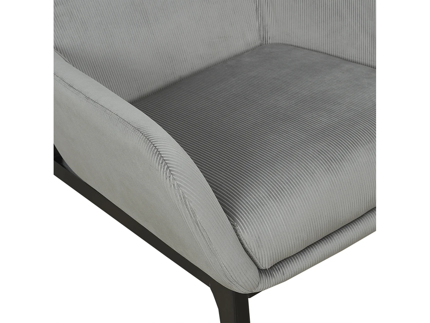 Fauteuil Velours Cotele Roma Gris Fonce Gris