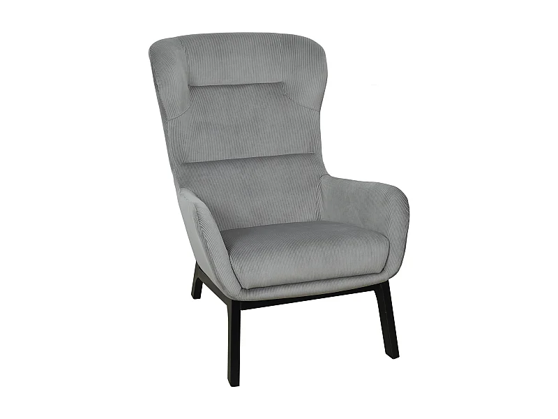 Fauteuil Velours Cotele Roma Gris Fonce Gris