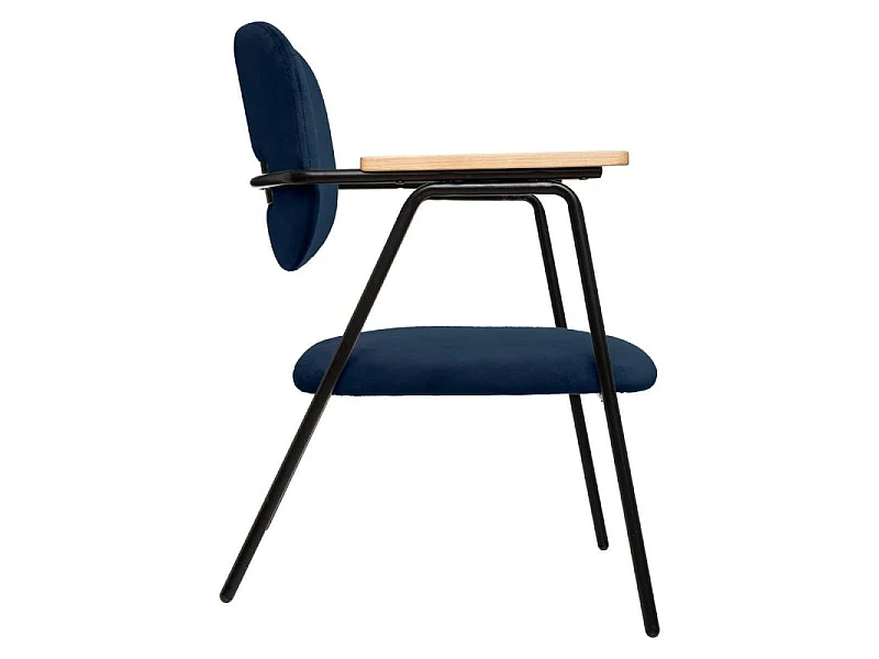 Fauteuil Design en Velours "Dyer" 79cm Bleu