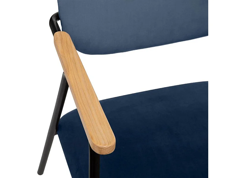 Fauteuil Design en Velours "Dyer" 79cm Bleu