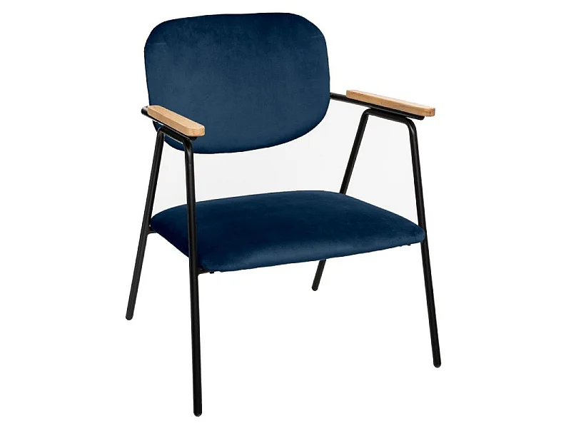Fauteuil Design en Velours "Dyer" 79cm Bleu