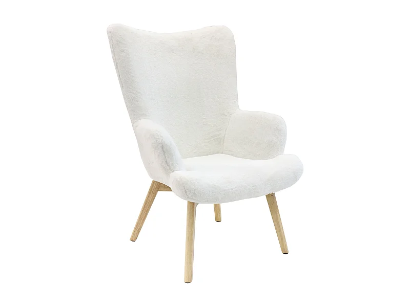 Fauteuil Helsinki Imitation Fourrure Blanc, Marron