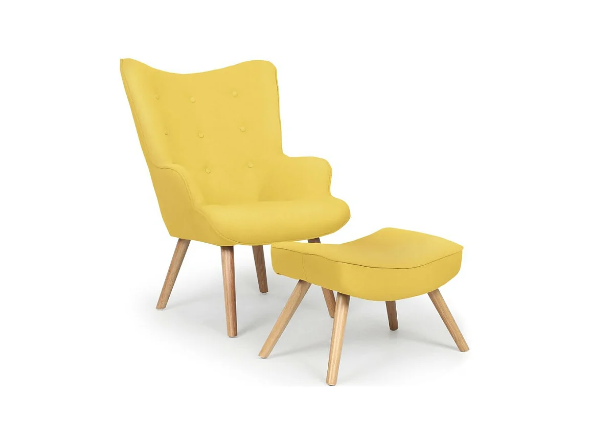 Fauteuil & Pouf Scandinave "Orle" 98cm Jaune