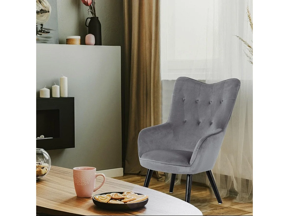 Fauteuil Design en Velours "Artic" 100cm Gris