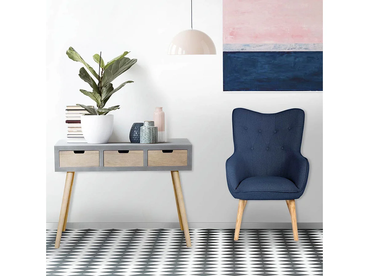 Fauteuil Scandinave "Aimee" 67cm Bleu