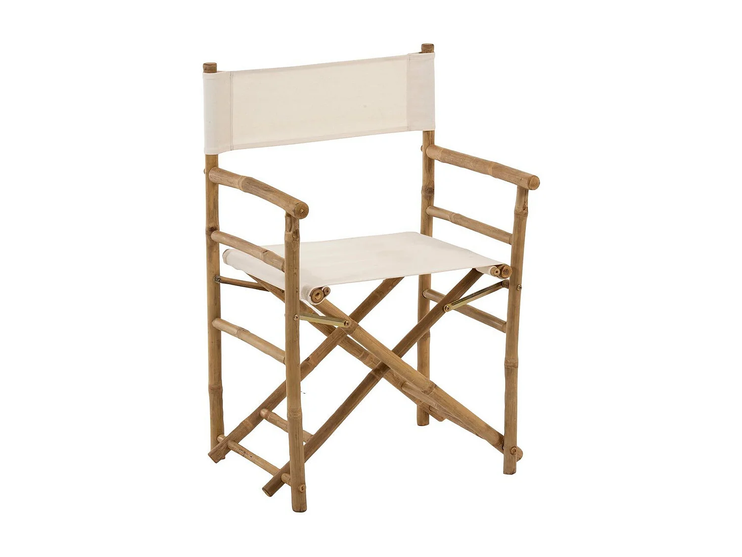 Nayra klapstoel in witte stof en licht bamboe