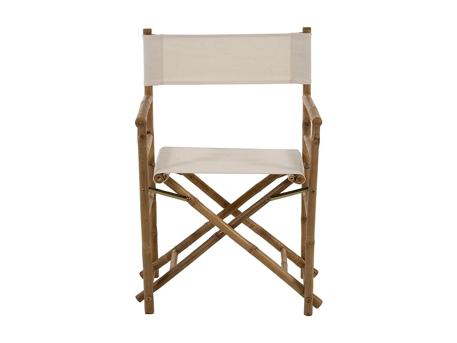 Nayra klapstoel in witte stof en licht bamboe