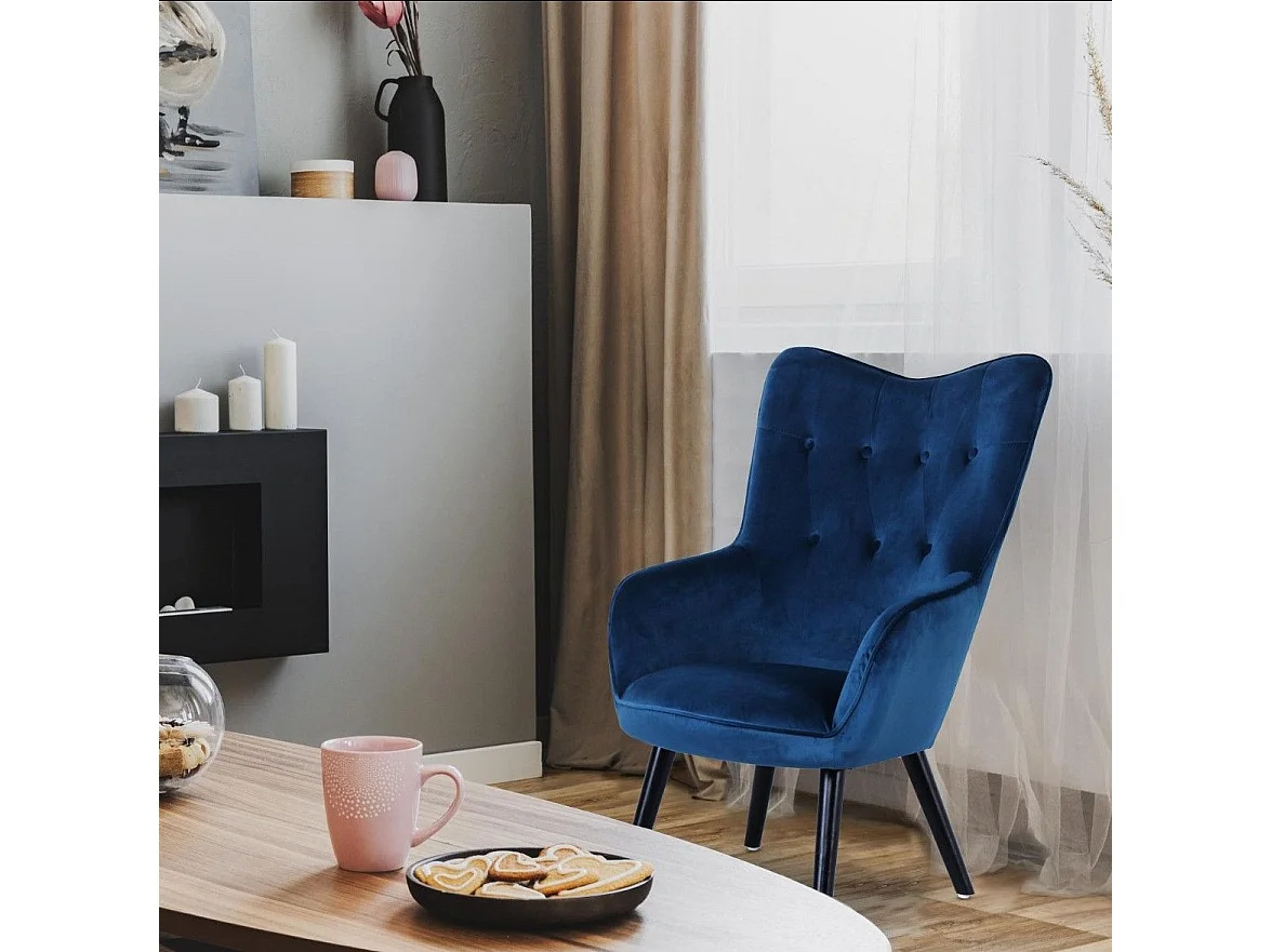 Fauteuil scandinave Klarys Velours Bleu
