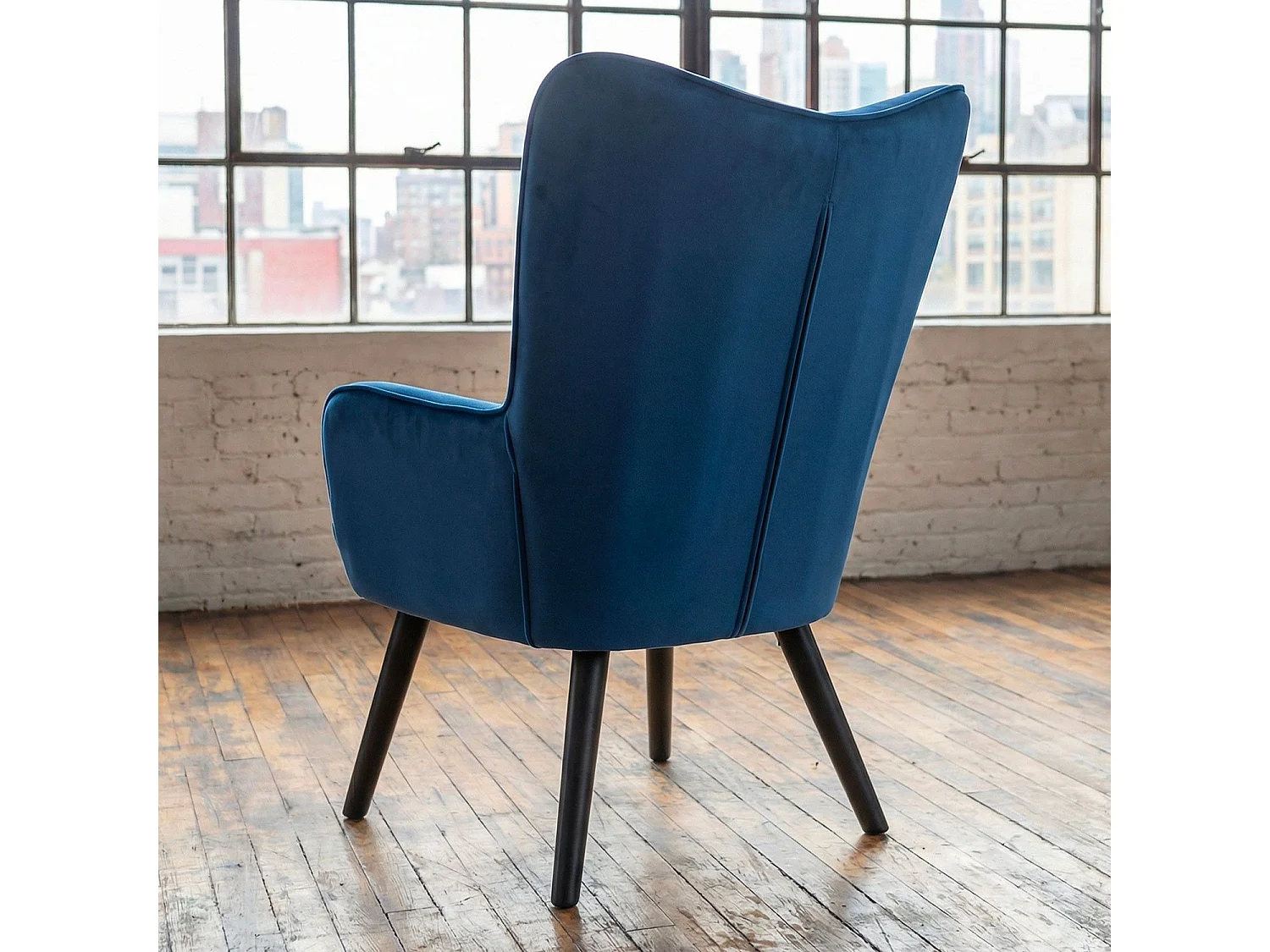 Sillón estilo escandinavo Klarys 1 plaza terciopelo azul