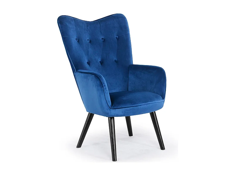Fauteuil Scandinave Velours "Vianey" 100cm Bleu